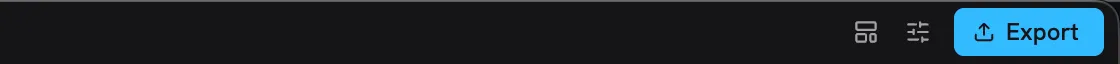 The right end of the title strip: the Add a panel button, the Settings gear and the Export button